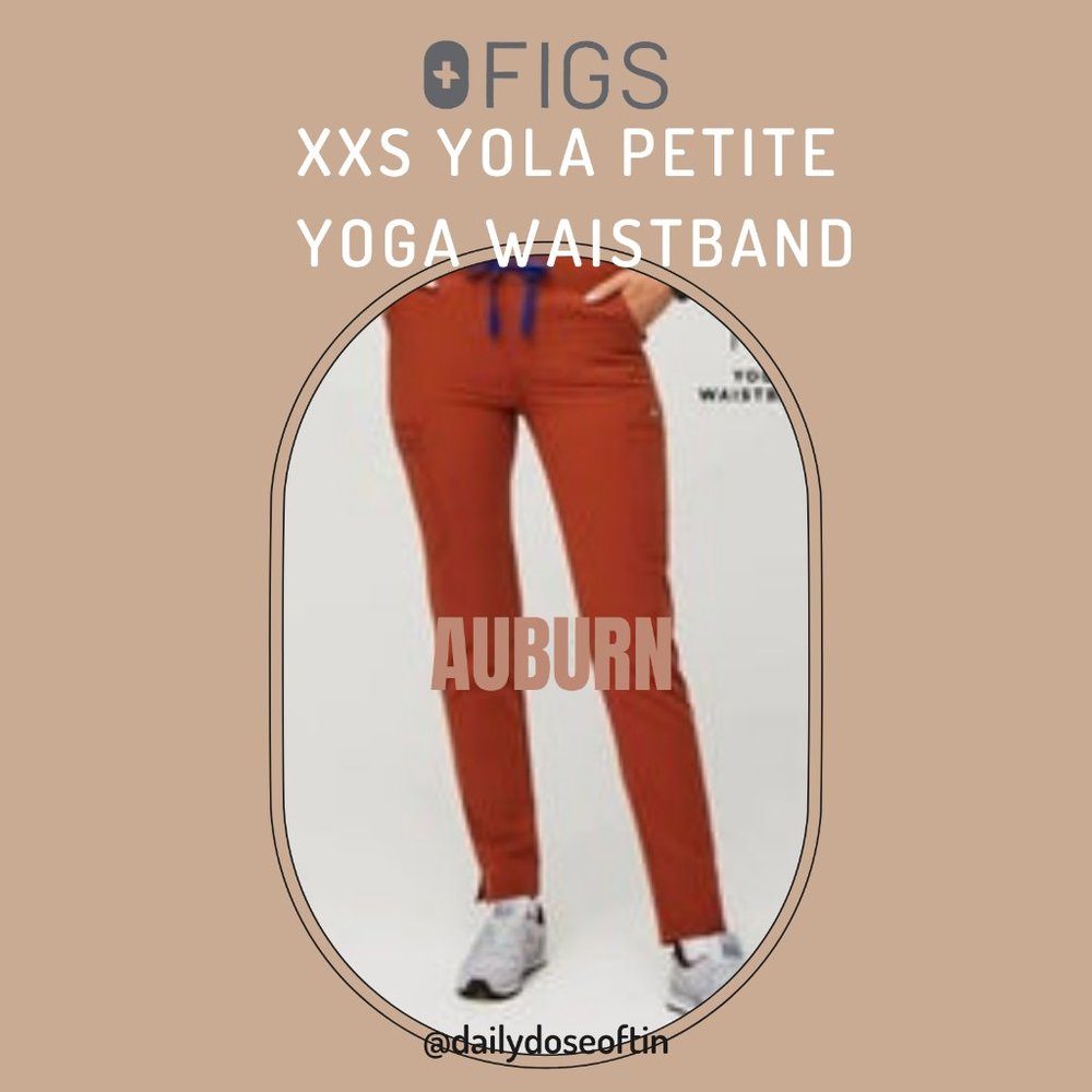 Figs XXS Petite Yola pants with yoga waistband in Auburn